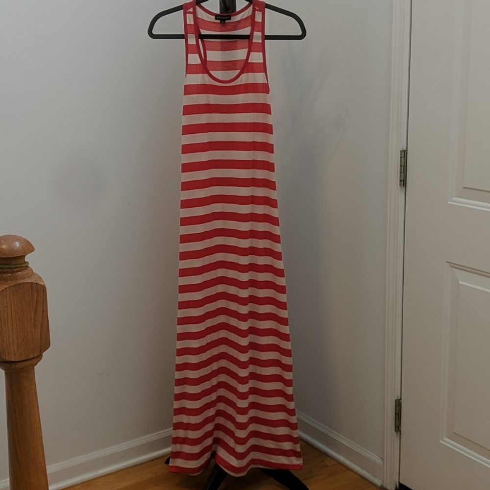 Sleeveless Red+White Maxi Dress